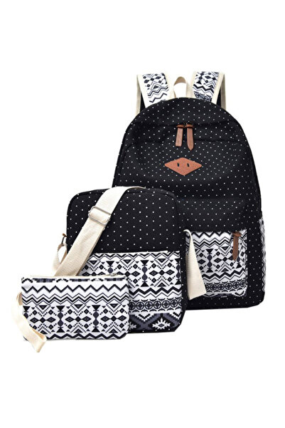 HALAMODO Set of 3 Stylish Black Backpacks