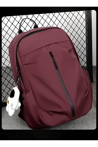 HALAMODO Anti-theft Waterproof Business Backpack with Astronaut Pendant for College Students Wine Red