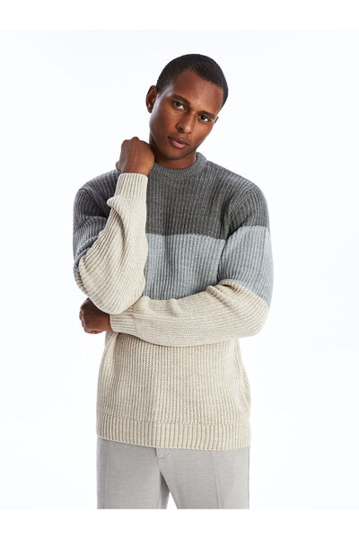 LC Waikiki LCWAIKIKI - Men's Knitwear Sweater, Crew Neck, Long Sleeve, Color Block