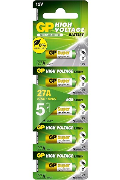 GP High-Voltage Alkaline Batteries 27A MN27 Pack of 5 12.0V