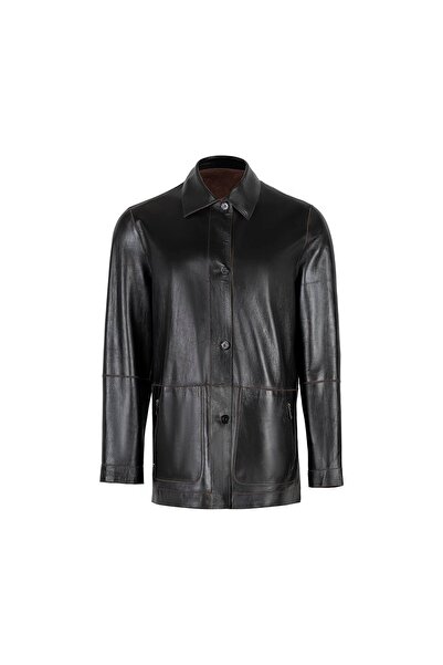 Desa Anoki Brown Men's Double-Sided Suede Leather Coat