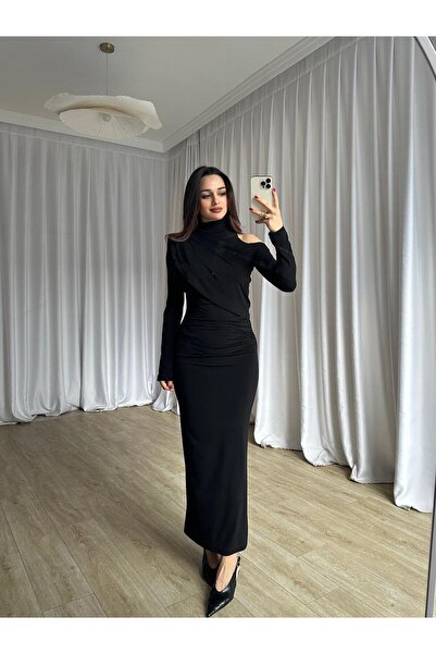 Mooi Butik LESS Elbise 8739 - Siyah