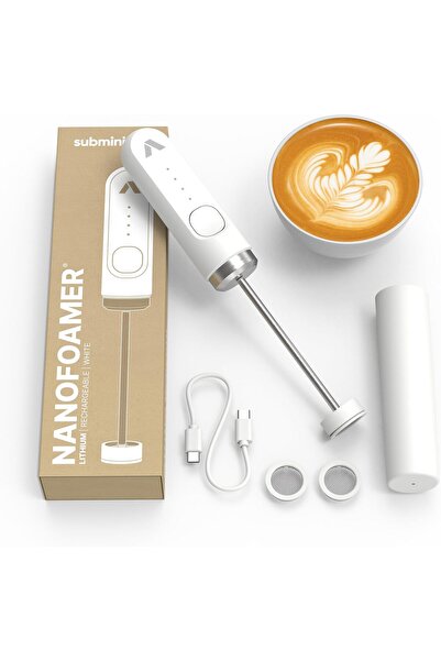 subminimal جهاز نانو فومر لرغوة الحليب اليدوية الليثيوم - إصدار خاص باللون الأبيض
