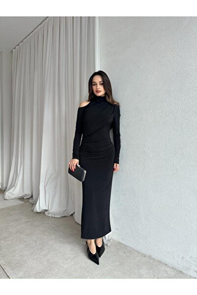 Mooi Butik LESS Elbise 8739 - Siyah