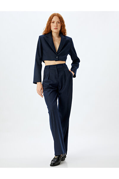 Koton 5wak40149pw 7s1 sötétkék csikorgó női szőtt nadrág