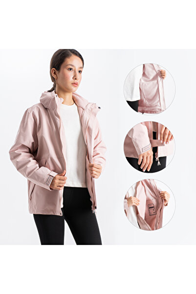 Ecrou Women's K Hooded Coat with Chest Pocket and Fleece Inside A96888