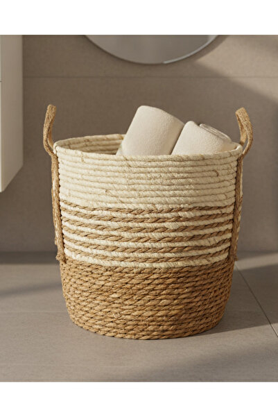 REDTAG سلة تخزين من الحبال الدائرية الطبيعية باللون البيج (كبيرة)