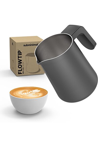 subminimal Heat Resistant Handle Stainless Steel Milk Jug (Black, 450ml/15oz)