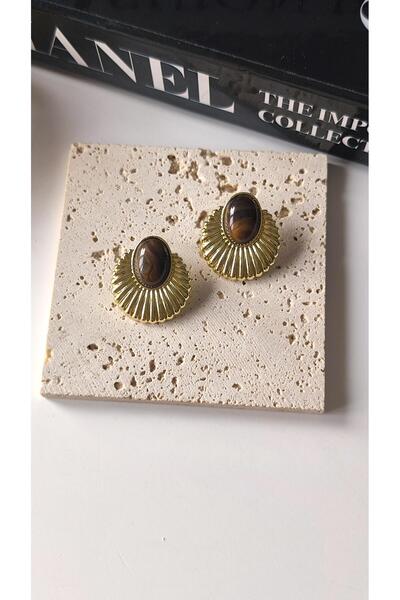 VOBEEYKU Vintage Earrings with Colored Stones on a Serrated Plate