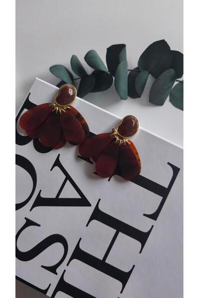 VOBEEYKU Coffee Tone Dangle Brand Model Resin Earrings