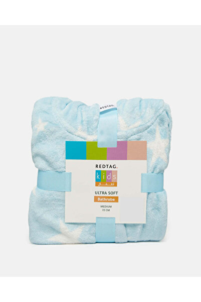 REDTAG Blue Star Fleece Hooded Kids Bathrobe