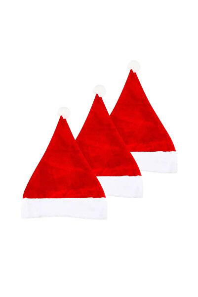 CADO Thick And Soft Plush Santa Claus Hat With White Pom Pom For Christmas Party- 12pcs