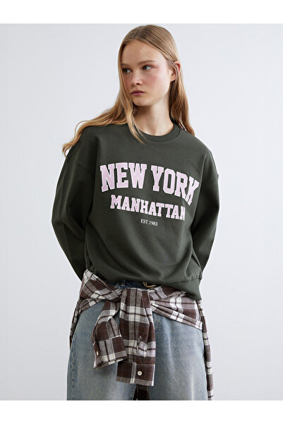 LC Waikiki Ню Йорк Печатно Оверсайз Дамско Дебело Суитшърт