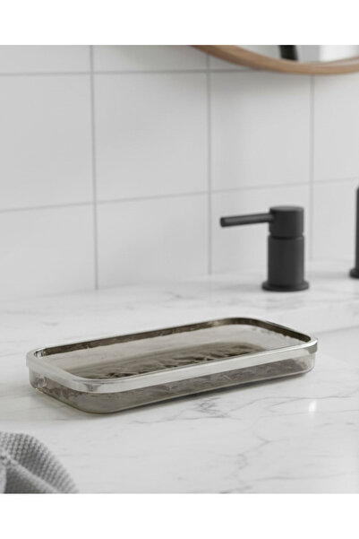 REDTAG صينية مستطيلة من الزجاج المطروق باللون الرمادي الدخاني