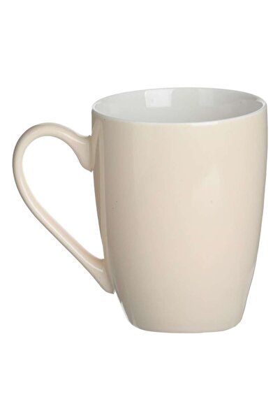 OEM Beige and White Ceramic Mug with Embossed "Coffee" Design 360ml