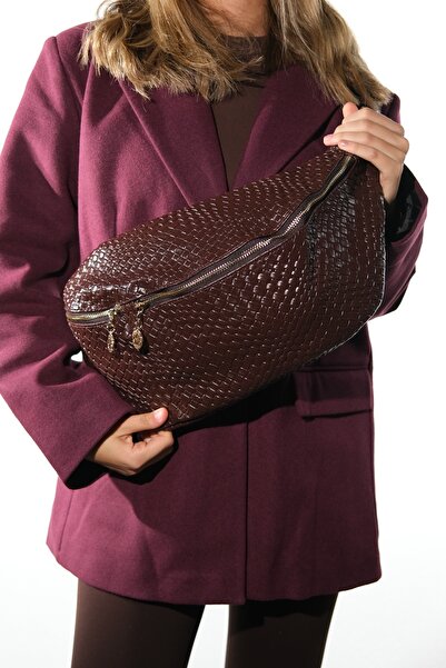 LuviShoes Venta Brown Knitted Women's Large Waist Bag