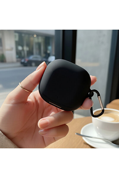 CaseOnn Soundcore Liberty 4 Pro Kılıf Askı Aparatlı Mat Silikon Siyah