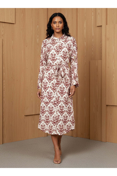 FAV Printed Cotton Workwear Dress with High-Low Hemline