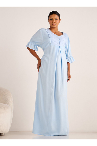 FAV قميص نوم ماكسي طويل من الفيسكوز مع تطريز