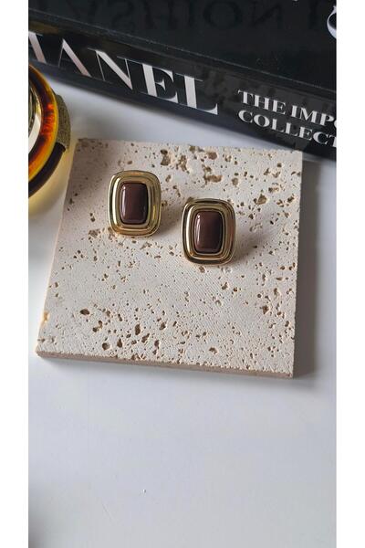 VOBEEYKU Colorful Stone Plate Edge Rectangular Model Earrings