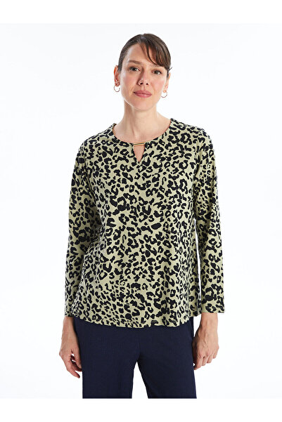 LC Waikiki Bluză de damă cu decolteu cu model leopard