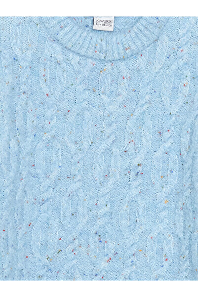 LC Waikiki LCW Kids Mavi Bisiklet Yaka Kız Çocuk Triko Kazak