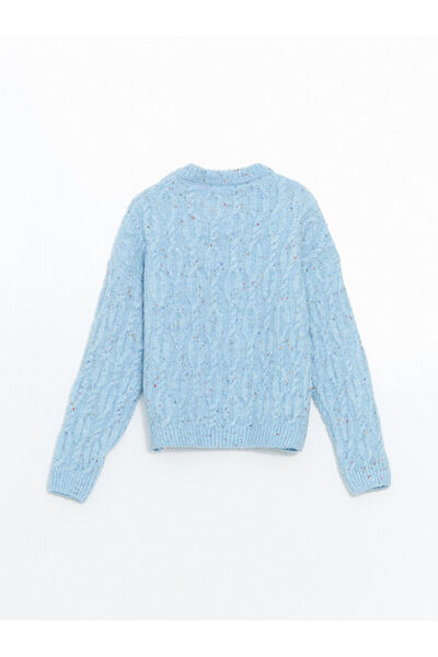 LC Waikiki LCW Kids Mavi Bisiklet Yaka Kız Çocuk Triko Kazak