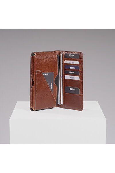 DEERDERİ Hypnos Genuine Leather Portfolio Wallet with Phone Compartment