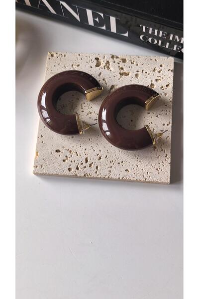 VOBEEYKU Gold Detailed Thick C Model Earrings