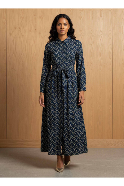 FAV Floral Print Shirt Women Dress with Tie-Up Detail Viscose
