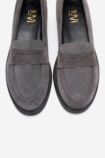 LuviShoes Γυναικεία παπούτσια Loafer από γνήσιο δέρμα καπνιστό σουέτ PLINE