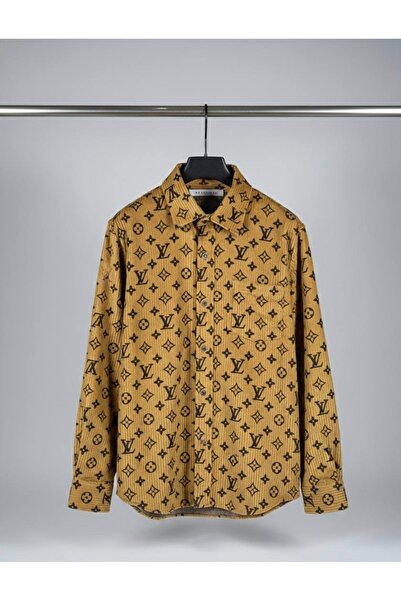 YusGos Long Sleeve Cotton Easy Iron Lettering Velvet Regular Fit Premium Personality Men's Shirt