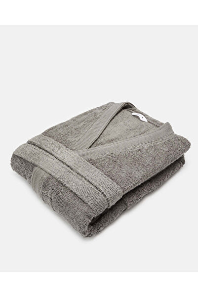 REDTAG Grey Essence Kimono Bathrobe With Ribbed Border