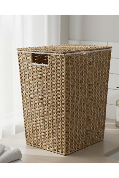 REDTAG سلة غسيل مستطيلة ذات ملمس بيج مع غطاء (متوسط)