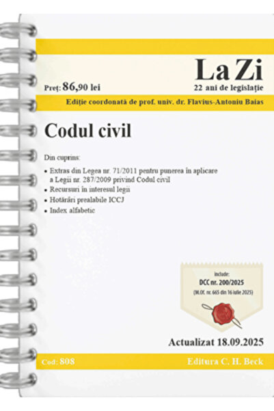 Editura CH Beck Civil Code. Code 808. Updated on 18.09.2025, Flavius Antoniu Baias