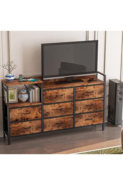 KEKE Dressing Storage Model with Electric 8 Drawers For Home inside Room 52.36" inch Brown Color