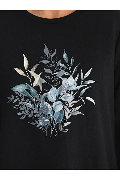 LC Waikiki Black Crew Neck Floral Women's Blouse