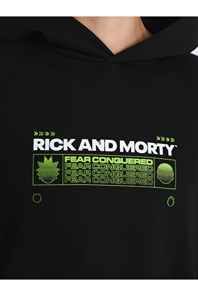 LC Waikiki Black Long Sleeve Printed Men's Thick Hoodie