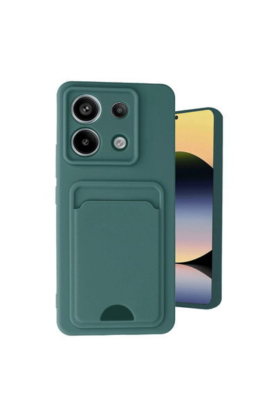 eco port حافظة هاتف Xiaomi Redmi Note 13 Pro 5G من السيليكون مع بطاقة عمل كلفن - أخضر داكن