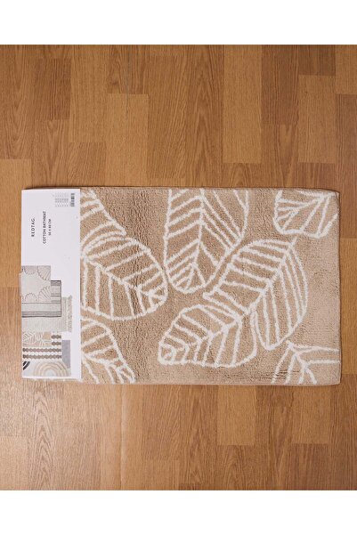 REDTAG Beige Leaf Textured Bathmat