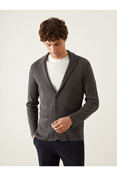 LC Waikiki Ανδρική ζακέτα πλεκτή με γιακά σάλι από ανθρακί τυπικής κατασκευής