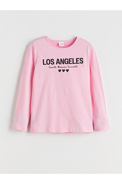 LC Waikiki Crew Neck Los Angeles Printed Girls' Pajama Top