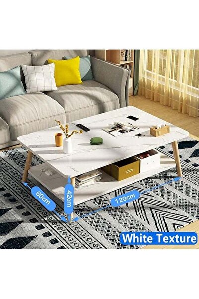 Yelajoy Coffee Table, 2-Tier Oval Shape Sofa Center Table for Home, End table, Tea Table for Living Room