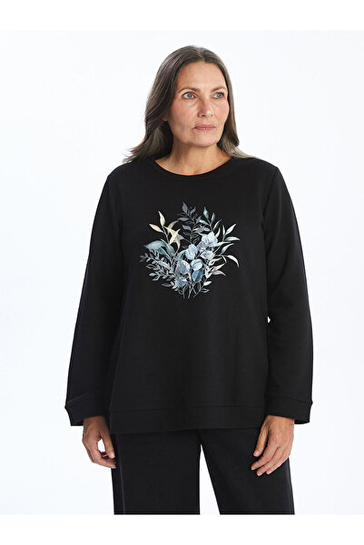 LC Waikiki Black Crew Neck Floral Women's Blouse