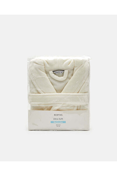 REDTAG Cream Flannel Bathrobe (M)
