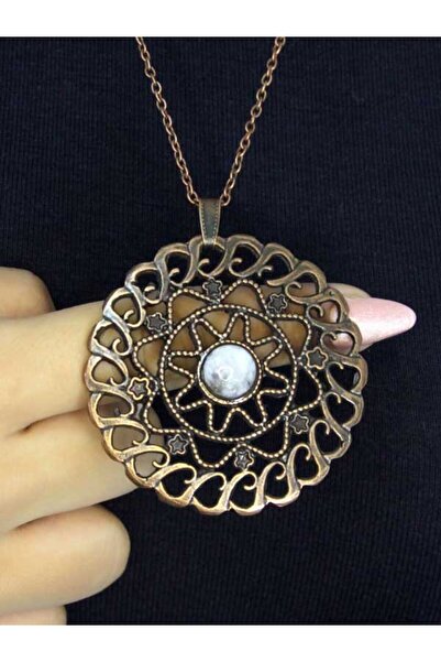 esha Natural Stone Moonstone Natural Stone Round Model Ancient Woman Necklace...