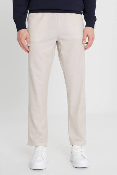 AC&Co / Altınyıldız Classics Men's Beige Cotton Standard Fit Regular Cut Tie-Waist Sweatpants with Side Pockets