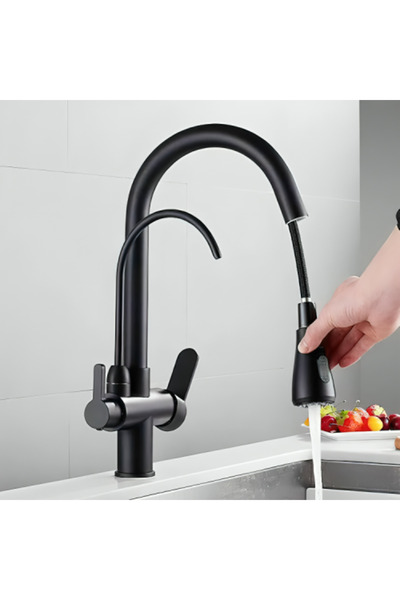 STARK Matte Black Kitchen Sink Mixer with Water Purification Filter (German)