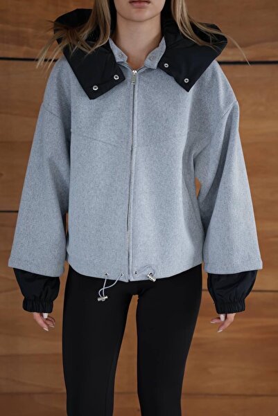 Ekim Store Капюшон з деталями на рукавах, куртка з блискавкою