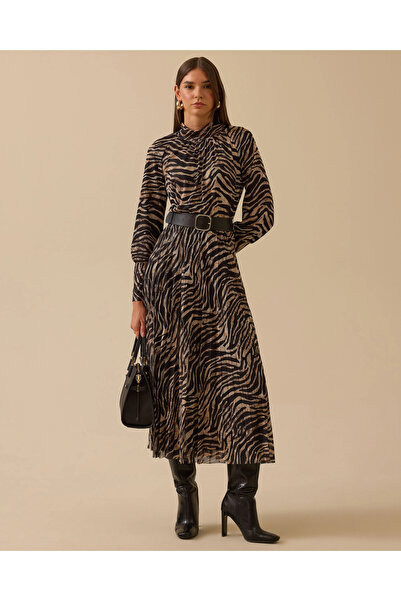SEÇİL Zebra Patterned Belted Dress